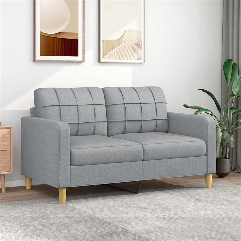 Bowery Hill Contemporary Metal 2-Seater Sofa in Light Grey Fabric