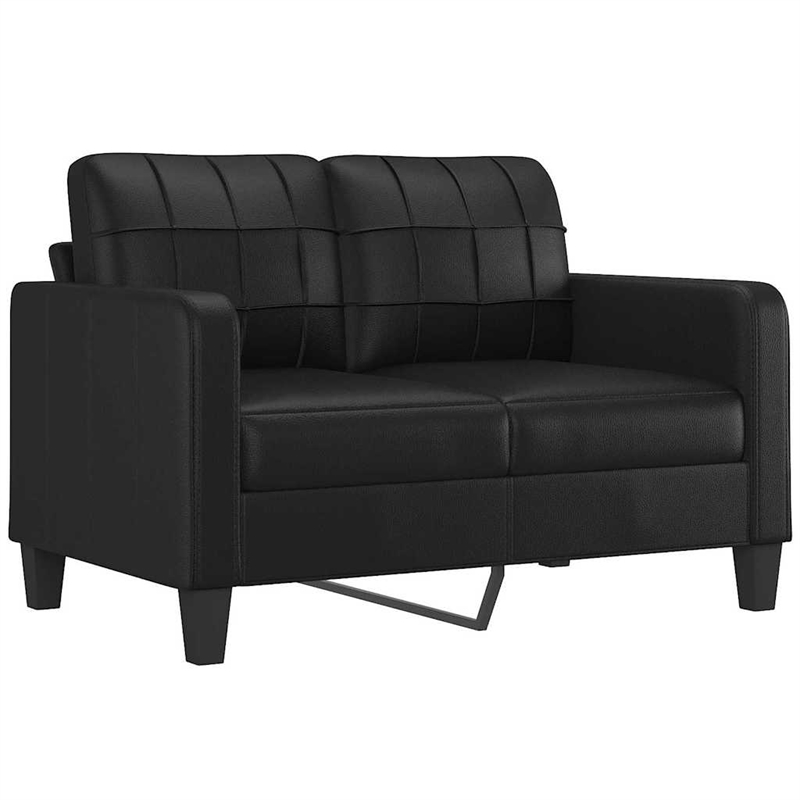Bowery Hill Contemporary Metal 2-Seater Sofa Black Faux Leather
