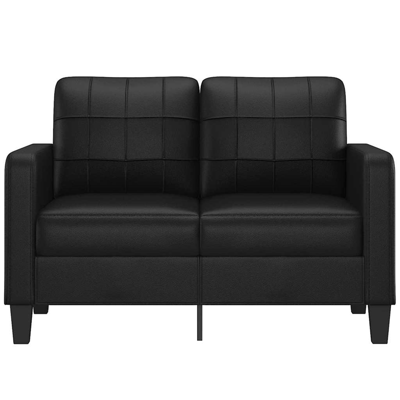 Bowery Hill Contemporary Metal 2-Seater Sofa Black Faux Leather