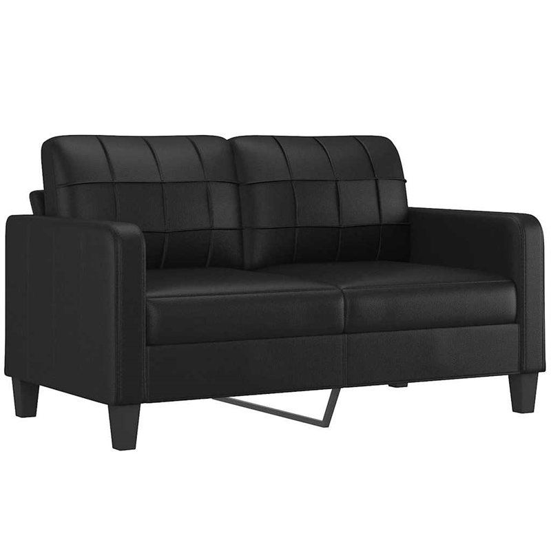 Bowery Hill Contemporary Durable 2-Seater Sofa in Black Faux Leather
