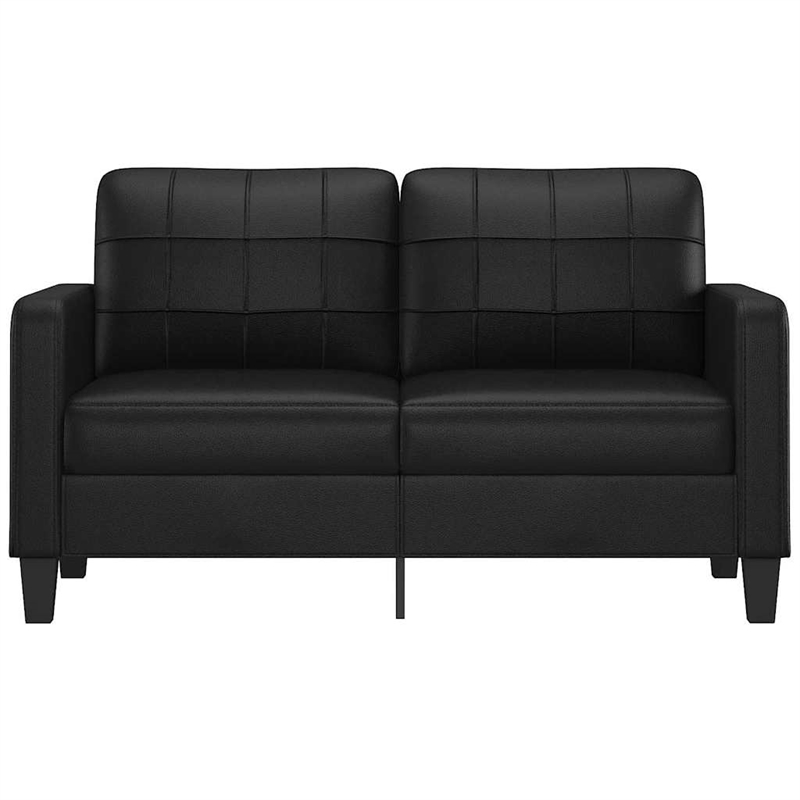 Bowery Hill Contemporary Durable 2-Seater Sofa in Black Faux Leather