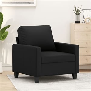 Bowery Hill Contemporary Single Sofa Chair in Black Faux Leather