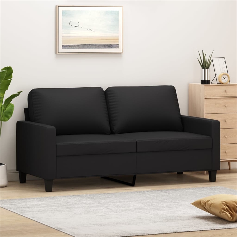 Bowery Hill Contemporary 2-Seater Sofa in Black Faux Leather