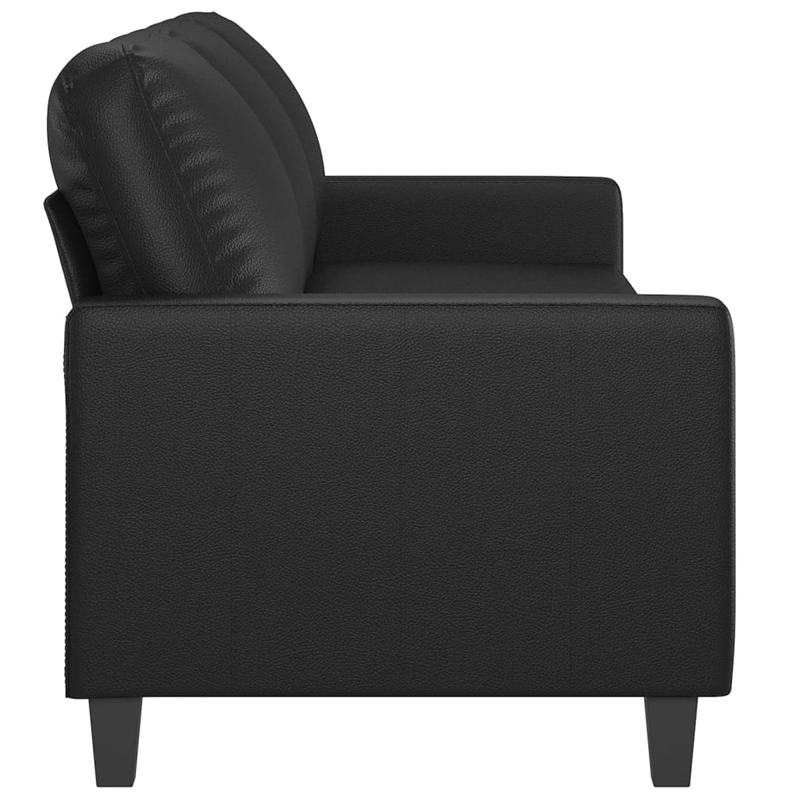Bowery Hill Contemporary Faux Leather 3-Seater Sofa in Black