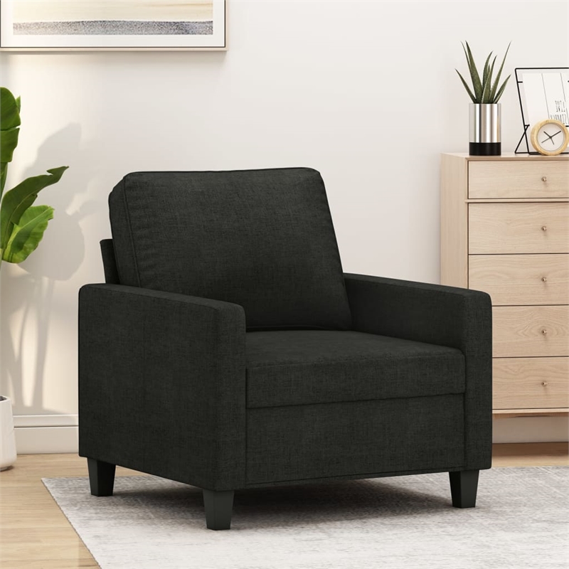 Bowery Hill Contemporary Single Sofa Chair in Black Finish Fabric