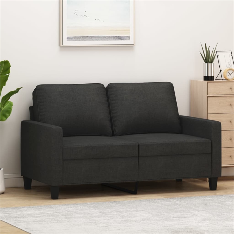 Bowery Hill Contemporary Metal 2-Seater Sofa Black Polyester Fabric