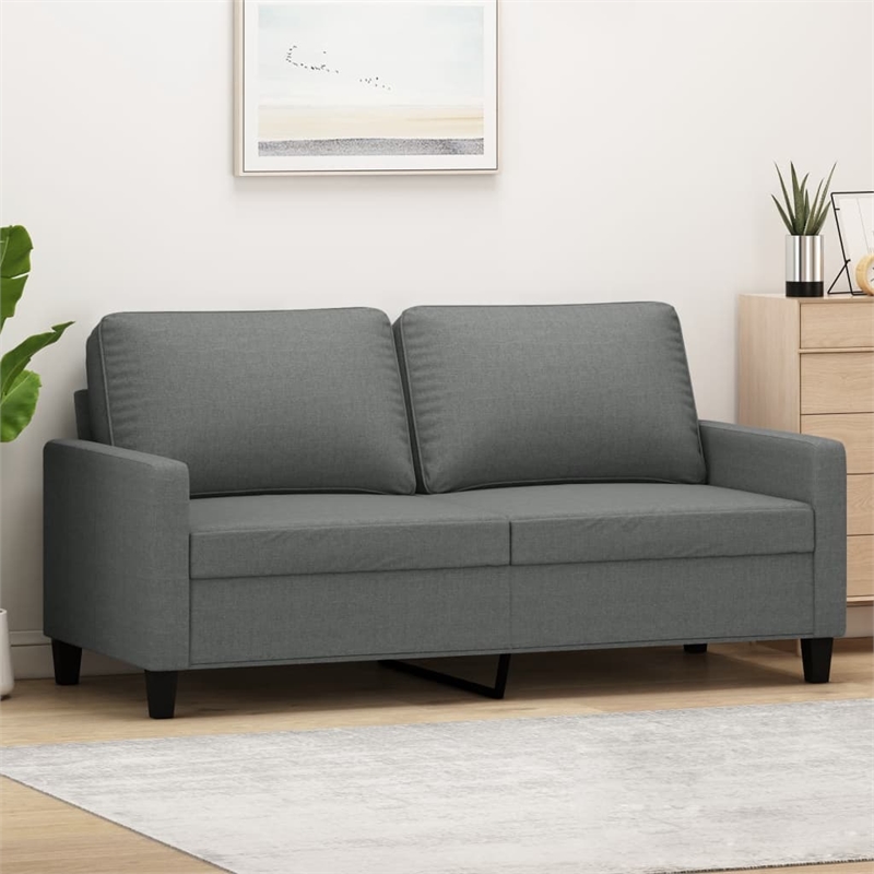 Bowery Hill Contemporary Metal 2-Seater Sofa Dark Grey Polyester Fabric