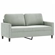 Bowery Hill Contemporary Metal 2-Seater Sofa in Light Grey Velvet