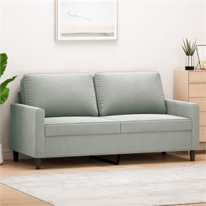 Bowery Hill Contemporary Metal 2-Seater Sofa in Light Grey Velvet