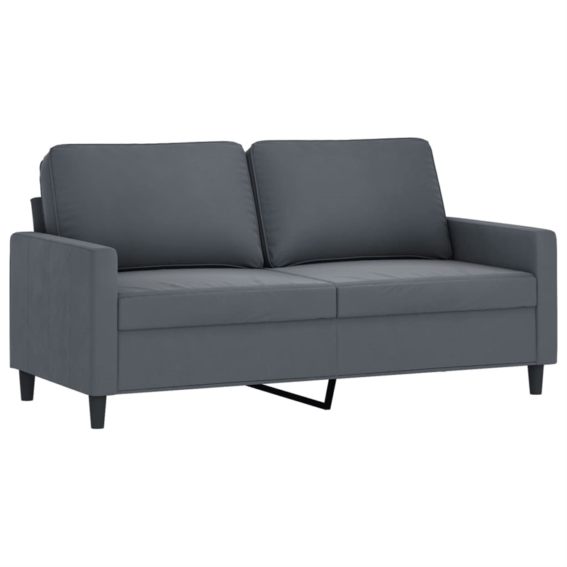 Bowery Hill Metal 2-Seater Sofa in Dark Grey Polyester Velvet
