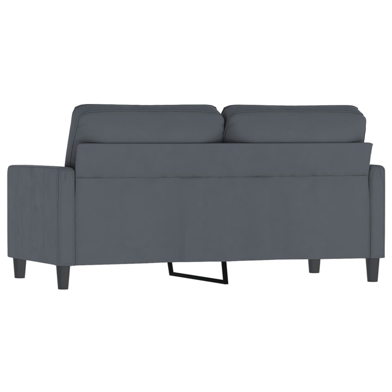 Bowery Hill Metal 2-Seater Sofa in Dark Grey Polyester Velvet