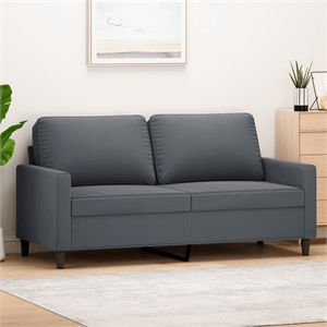 Bowery Hill Metal 2-Seater Sofa in Dark Grey Polyester Velvet