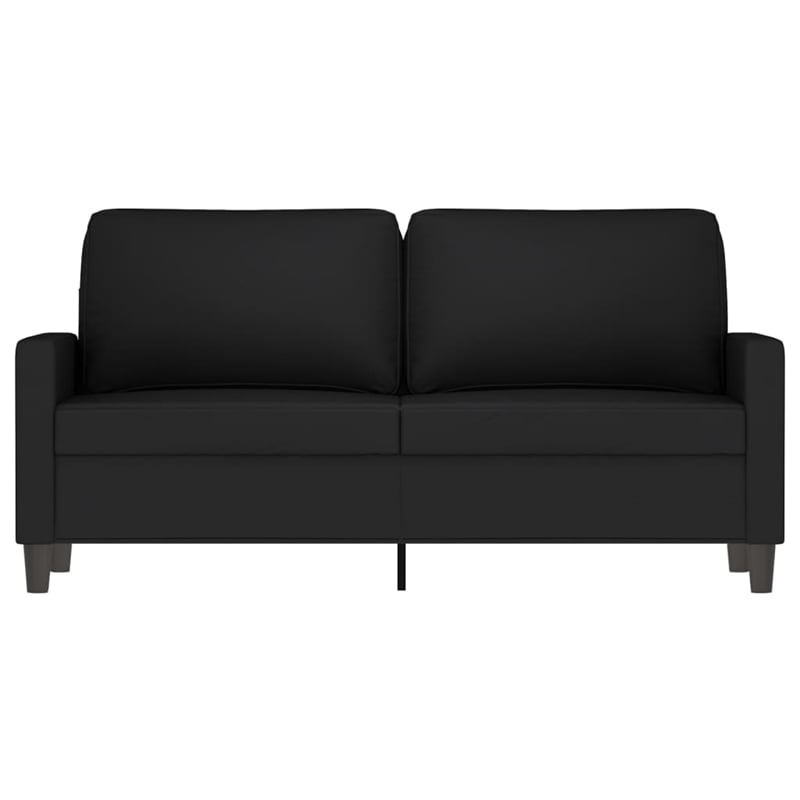 Bowery Hill Contemporary Metal 2-Seater Sofa in Black Polyester Velvet