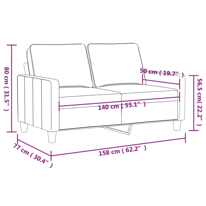 Bowery Hill Contemporary Metal 2-Seater Sofa in Black Polyester Velvet