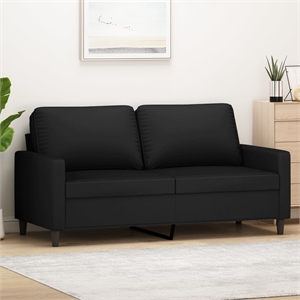 Bowery Hill Contemporary Metal 2-Seater Sofa in Black Polyester Velvet