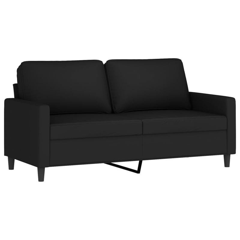 Bowery Hill Contemporary Metal 2-Seater Sofa in Black Polyester Velvet