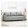 Bowery Hill Metal 3-Seater Sofa in Light Gray Polyester Velvet