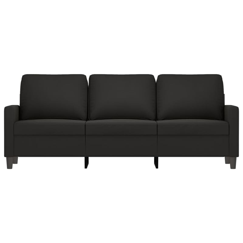 Bowery Hill Contemporary Metal 3-Seater Sofa in Black Polyester Velvet