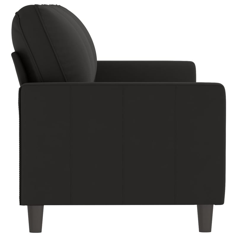Bowery Hill Contemporary Metal 3-Seater Sofa in Black Polyester Velvet