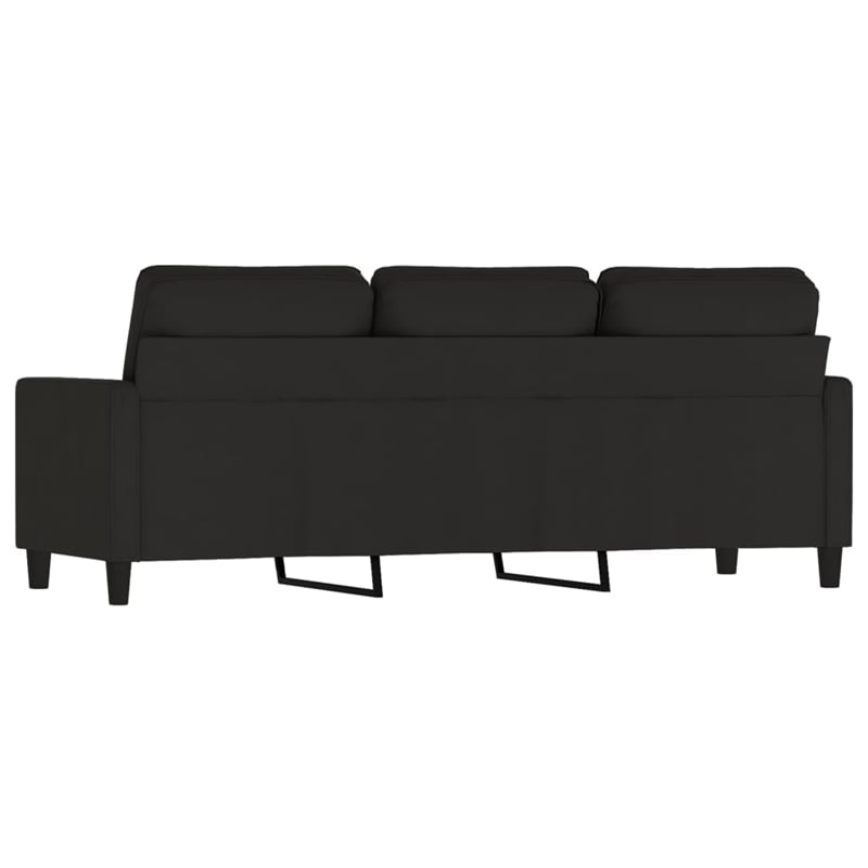 Bowery Hill Contemporary Metal 3-Seater Sofa in Black Polyester Velvet