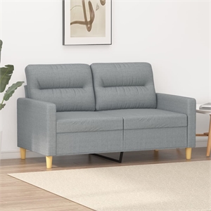 Bowery Hill Metal 2-Seater Sofa in Light Grey Polyester Fabric