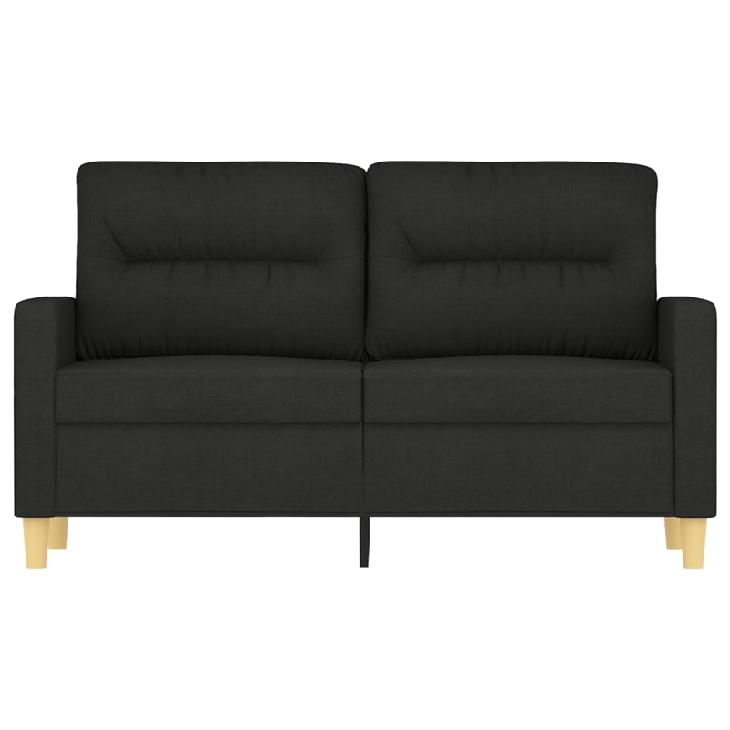 Bowery Hill Contemporary Metal 2-Seater Sofa in Black Polyester Fabric