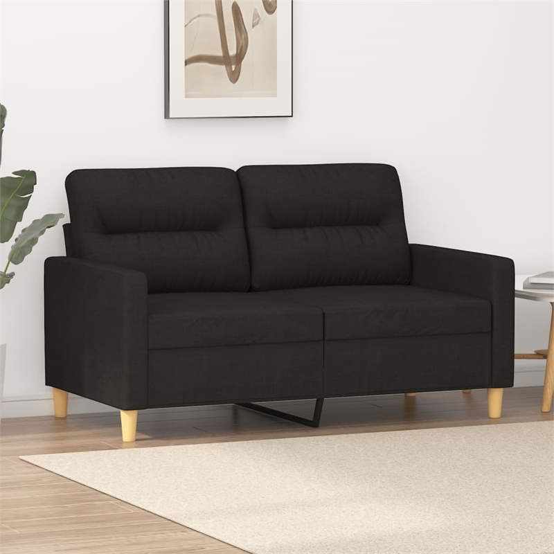 Bowery Hill Contemporary Metal 2-Seater Sofa in Black Polyester Fabric