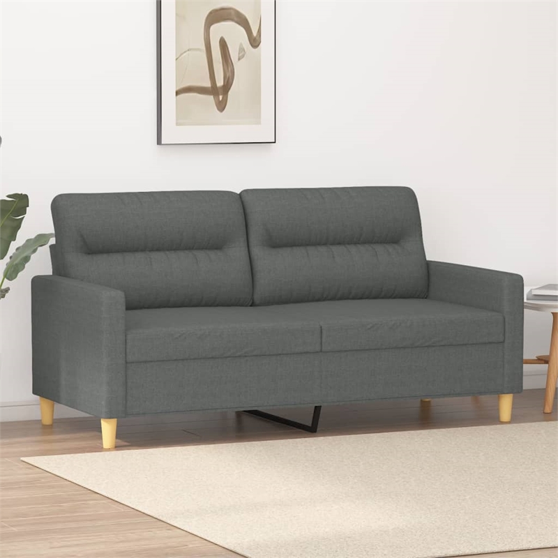 Bowery Hill Metal 2-Seater Sofa in Dark Grey Polyester Fabric