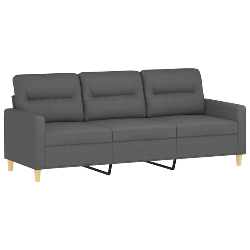 Bowery Hill Contemporary Metal 3-Seater Sofa in Dark Gray Polyester