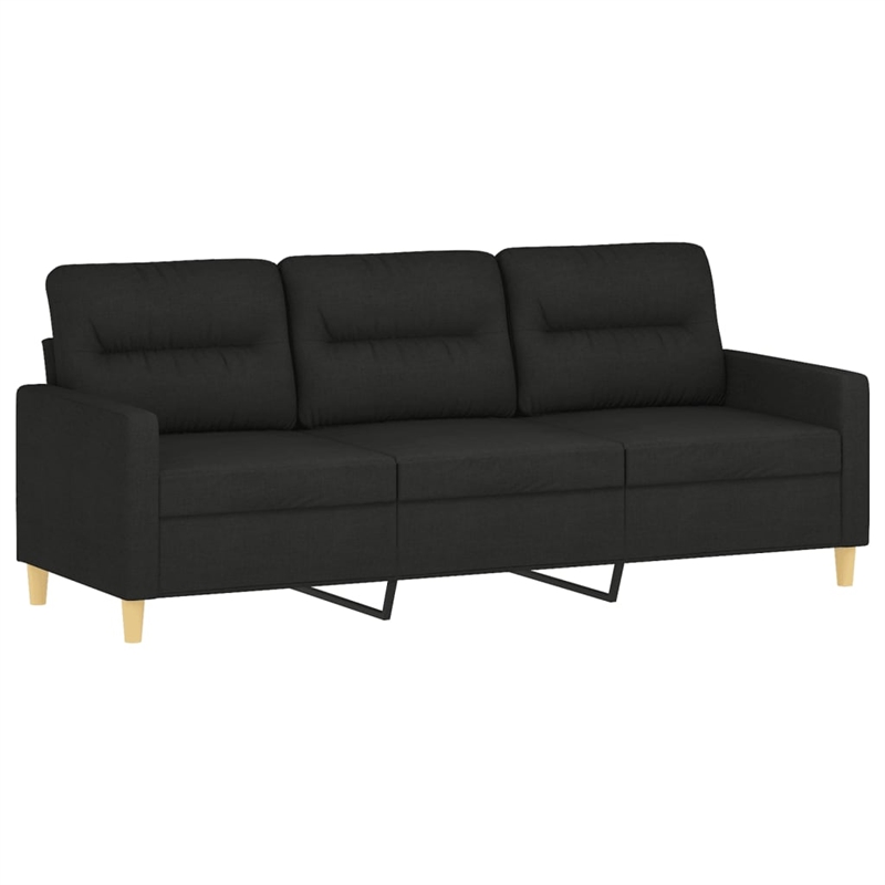 Bowery Hill Contemporary Metal 3-Seater Sofa in Black Polyester Fabric