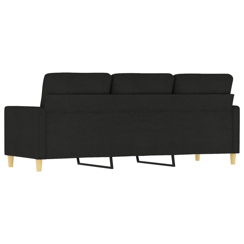 Bowery Hill Contemporary Metal 3-Seater Sofa in Black Polyester Fabric