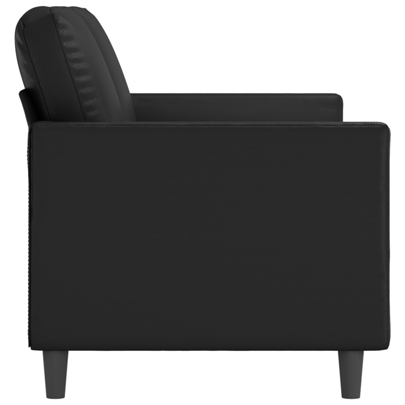 Bowery Hill Contemporary 2-Seater Sofa in Black Faux Leather