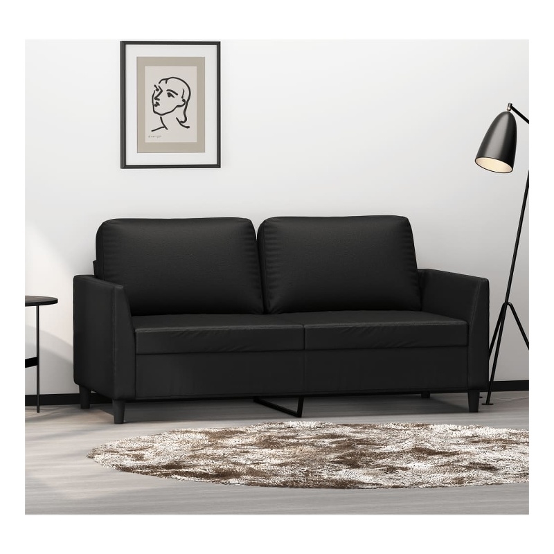 Bowery Hill Contemporary 2-Seater Sofa in Black Faux Leather