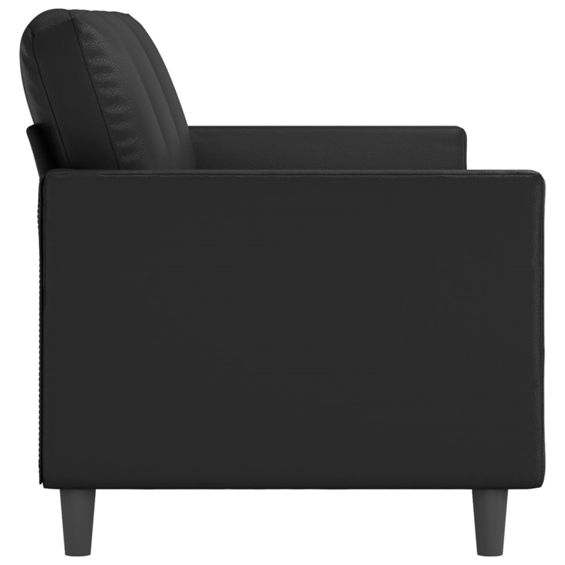 Bowery Hill Contemporary Faux Leather 3-Seater Sofa in Black