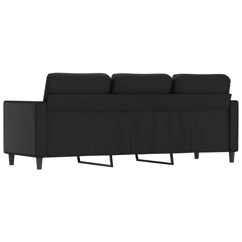 Bowery Hill Contemporary Faux Leather 3-Seater Sofa in Black