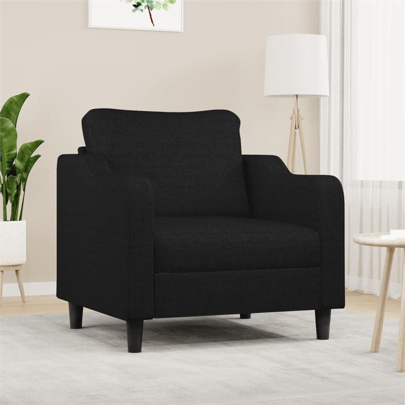 Bowery Hill Contemporary Single Sofa Chair in Black Finish Fabric