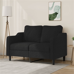 Bowery Hill Contemporary 2-Seater Sofa in Black Finish Fabric