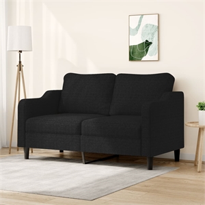 Bowery Hill Contemporary 2-Seater Sofa in Black Finish Fabric