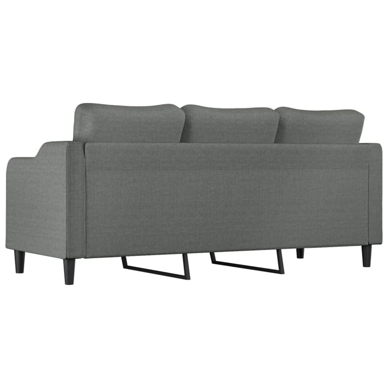 Bowery Hill Contemporary 3-Seater Metal Frame Sofa in Dark Grey