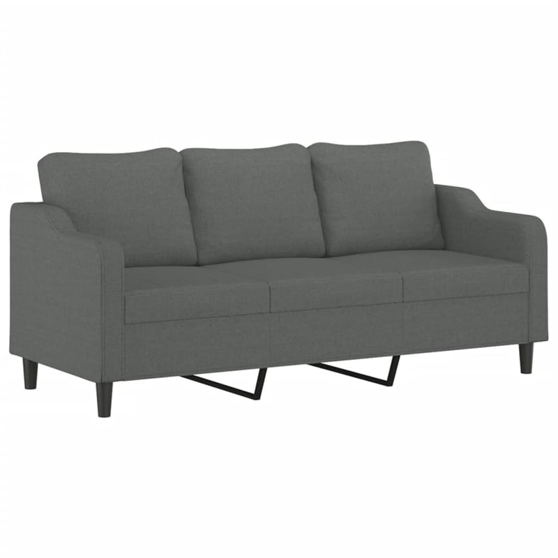 Bowery Hill Contemporary 3-Seater Metal Frame Sofa in Dark Grey