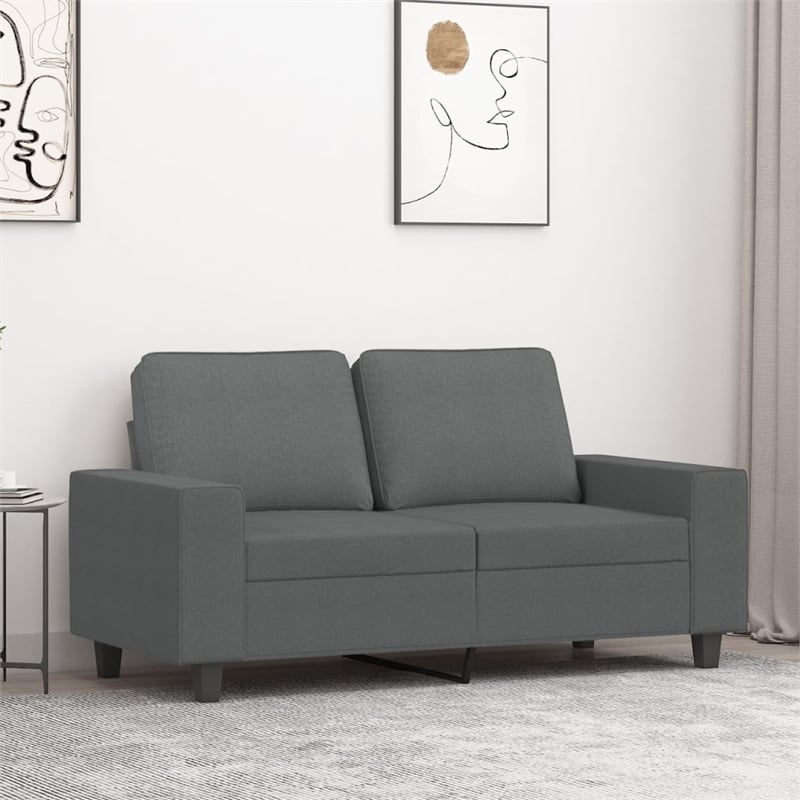 Bowery Hill Contemporary Polyester 2-Seater Sofa in Dark Gray