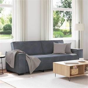 Bowery Hill Contemporary 3-Seater Sofa in Dark Grey Finish Velvet