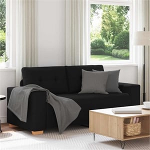 Bowery Hill Contemporary Polyester 2-Seater Loveseat Sofa in Black