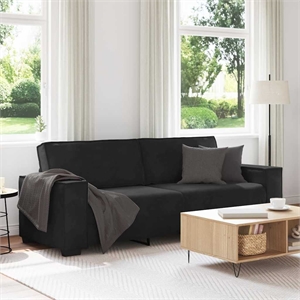 Bowery Hill Contemporary 3-Seater Sofa in Black Finish Velvet