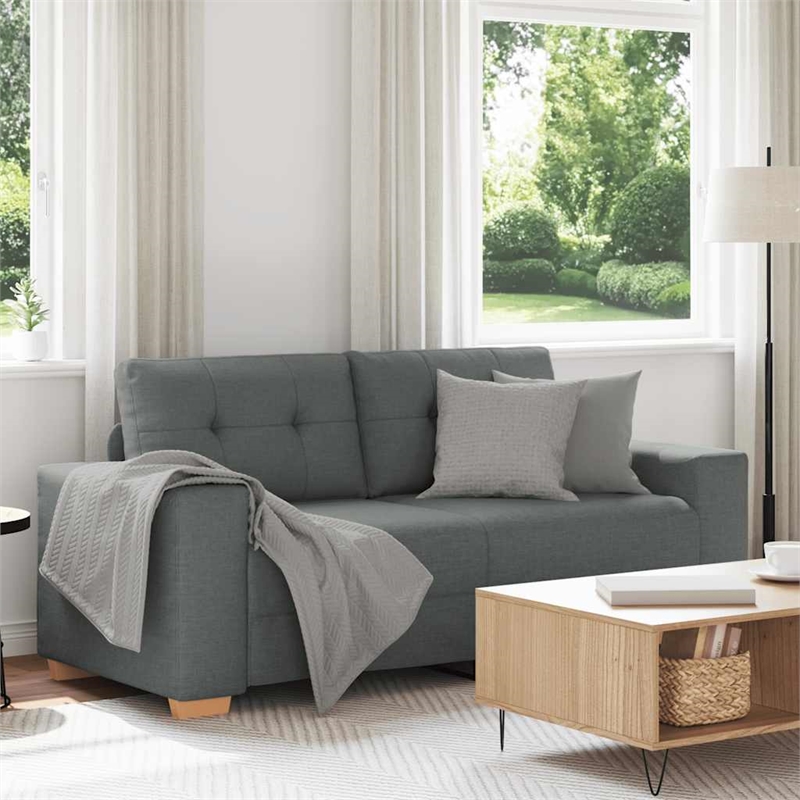 Bowery Hill Contemporary Loveseat Sofa Dark Grey in Polyester Fabric