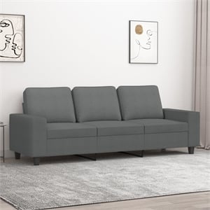 Bowery Hill Contemporary 3-Seater Sofa in Dark Grey Finish Fabric