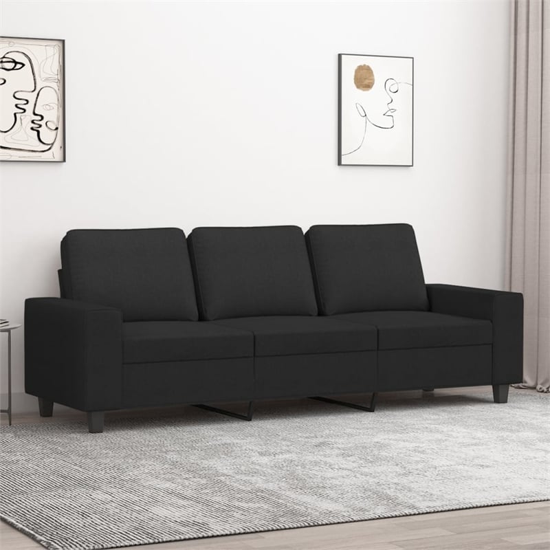 Bowery Hill Contemporary 3-Seater Sofa in Black Finish Polyester
