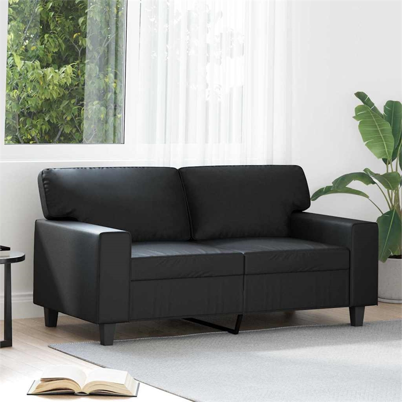 Bowery Hill Contemporary 2-Seater Sofa in Black Faux Leather