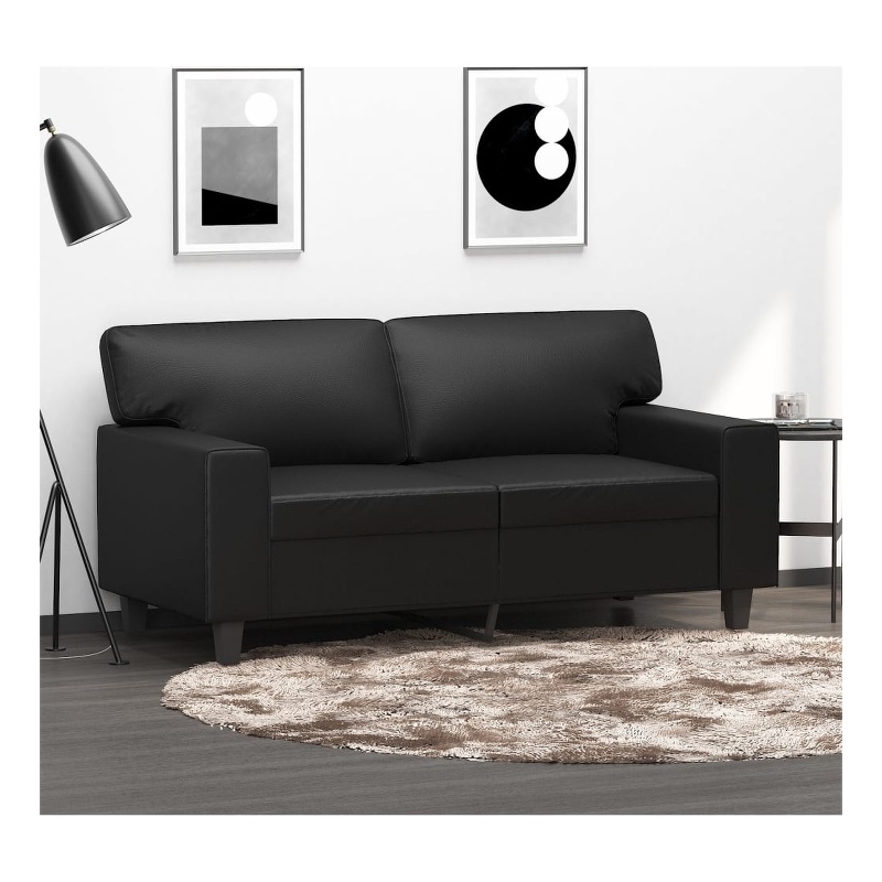 Bowery Hill Contemporary 2-Seater Sofa in Black Faux Leather