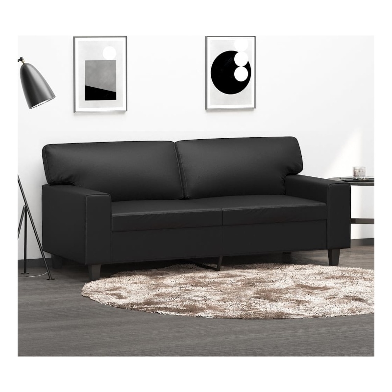 Bowery Hill Contemporary 2-Seater Sofa in Black Faux Leather